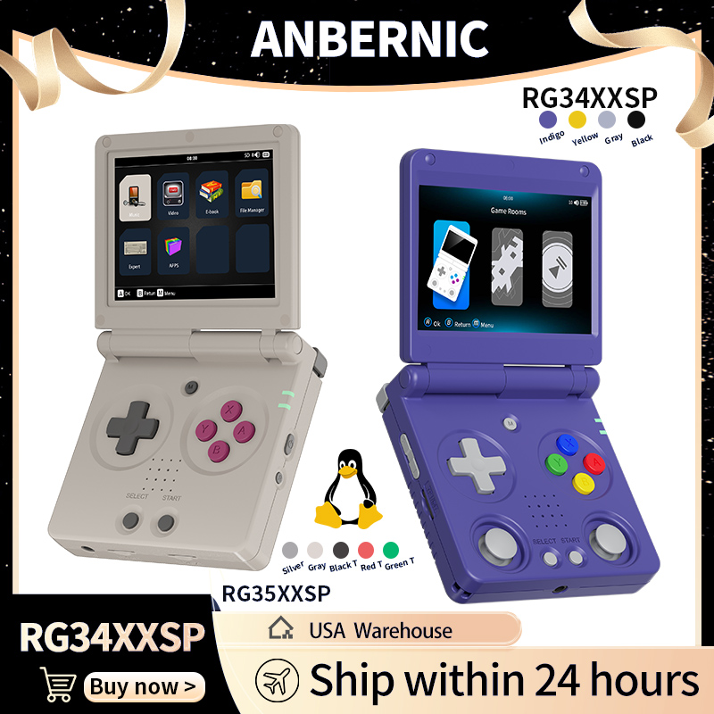 Gaming Console For Sale - Anbernic RG34XXSP RG35XXSP フリップ式携帯ゲーム機 IPSスクリーン Linux