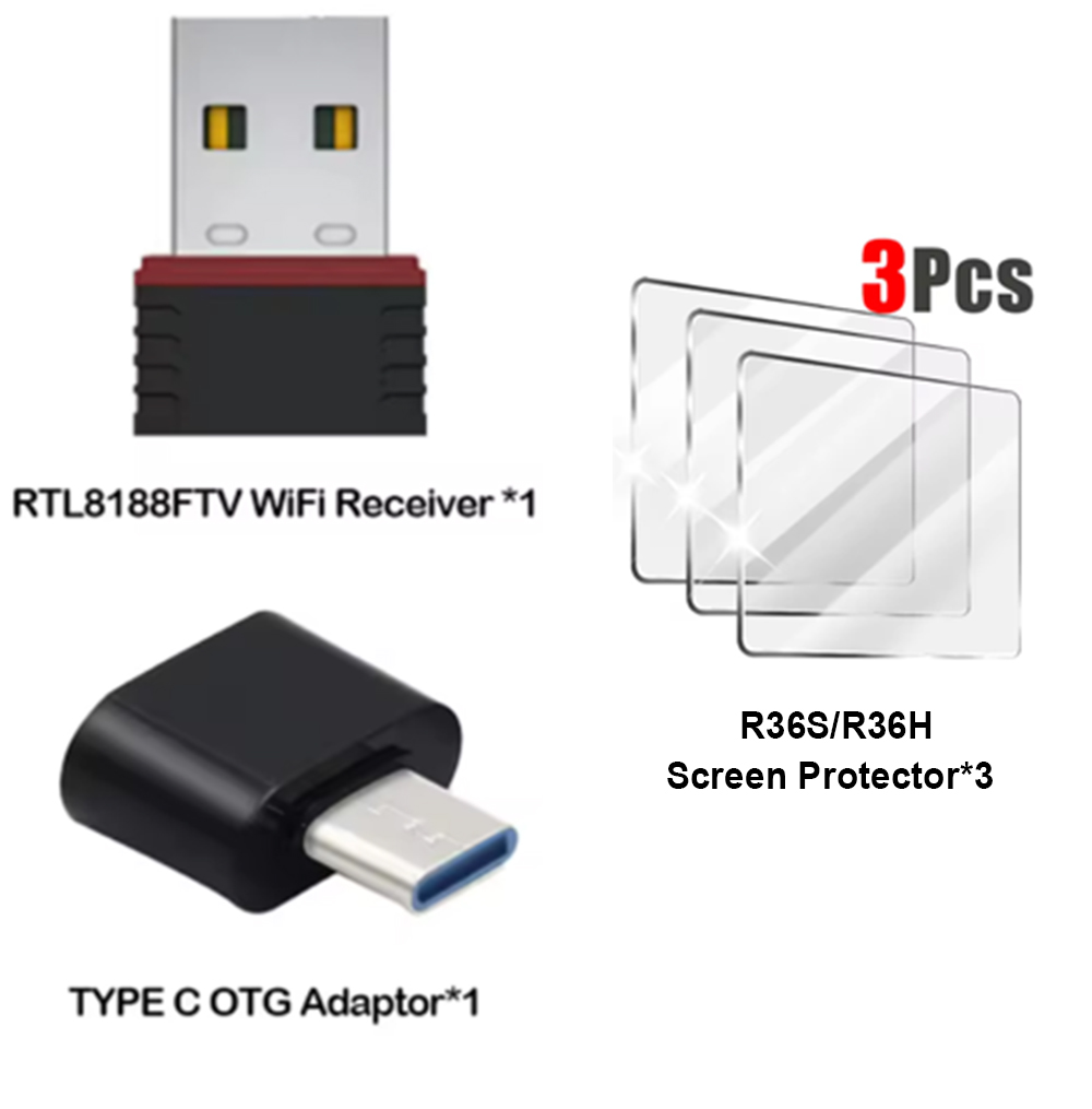 Gaming Console R36H - R36S (WiFi) RTL8188FTV USBドングルとTYPE C OTGアダプター（R36S、R36H、R36、R36PLUSレトロゲーム機ハンドヘルドアクセサリー用）