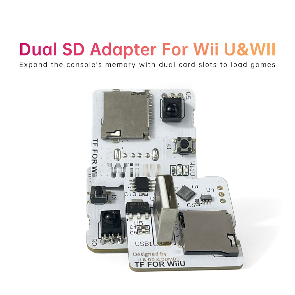 Gaming Console Mini - Wii UとWiiビデオコンソール用の2つのSDカードスロットアダプター、メモリ拡張エキスパンダー、USBインターフェースミニエクスプレス経由でゲームを読み込みます