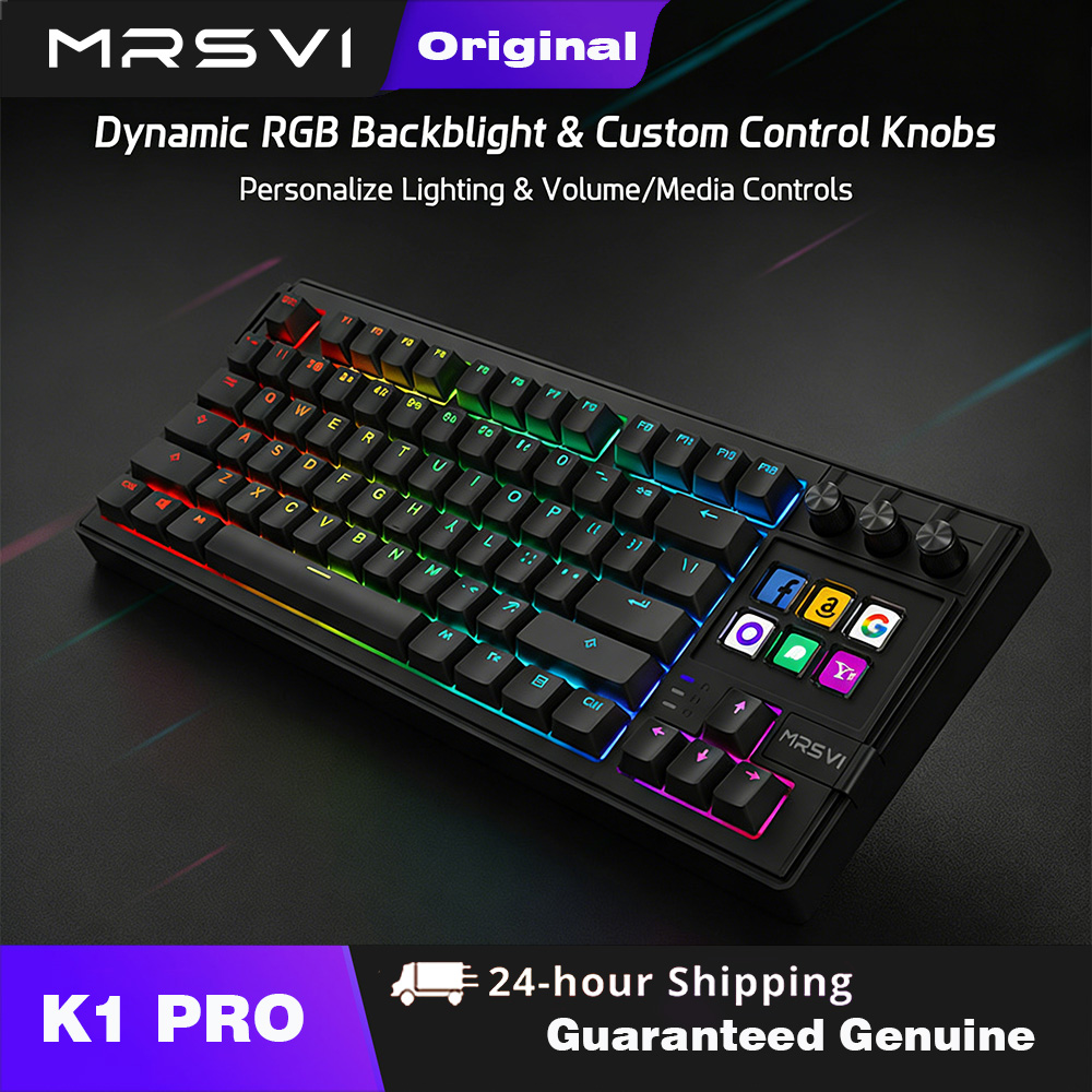 Gaming Console With Keyboard - MRSVI K1 Pro AIストリームデッキゲーミングメカニカルキーボードビジュアルコンソールストリームデッキマクロパッドRGBホットスワップ有線ゲーマーキーボード