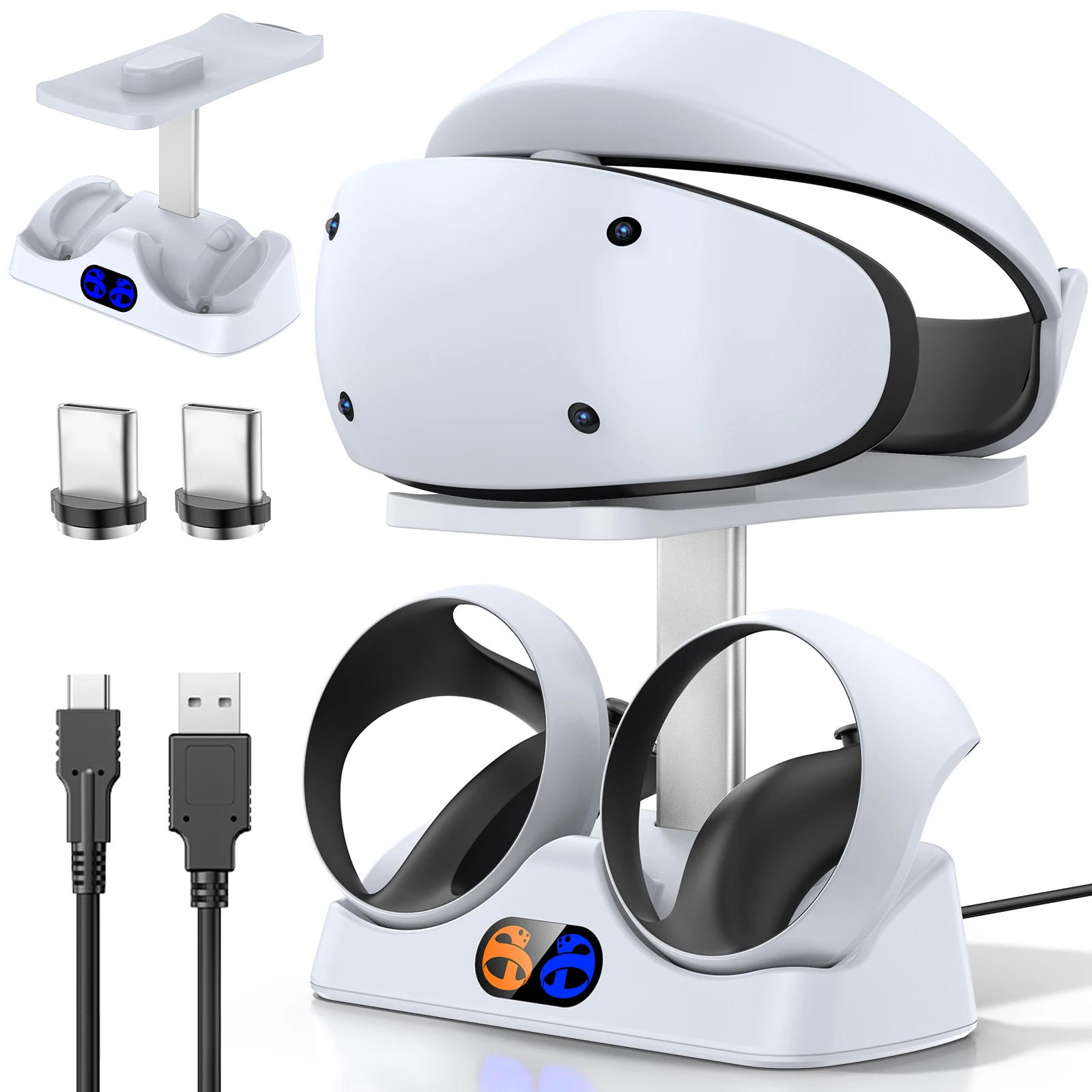 Controller Charging Dock - PS5 VR2用コントローラー充電ドック、VRヘッドセットホルダー付き充電ステーション、PS VR2用コントローラー充電スタンド