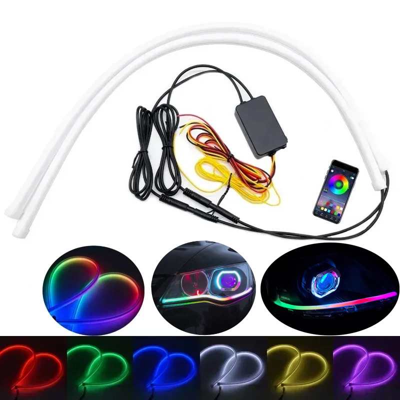 Led Gaming Light Strip - 車のヘッドライト装飾ライト,アプリケーション制御付きの柔軟なRGBカーライト,ターンシグナルストリップ,デイタイムランニングライト,12v,24v
