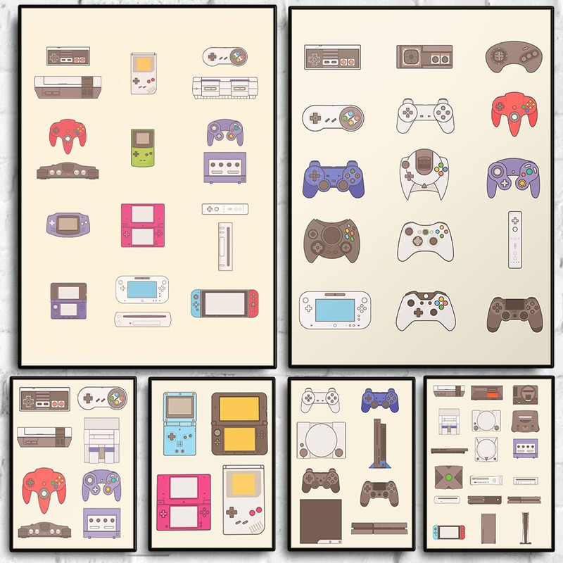 Gaming Console In - ビデオゲーム携帯型およびコンソール進化ポスターゲームパッドキャンバス絵画ウォールアート写真、ゲームルーム、男の隠れ家、家の装飾用