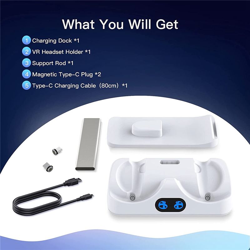 Controller Charging Dock - A99X PSVR2 コントローラー用充電ステーション、ヘッドセットホルダー付き、PSVR2 ヘッドセットディスプレイ用仮想現実充電スタンドドック