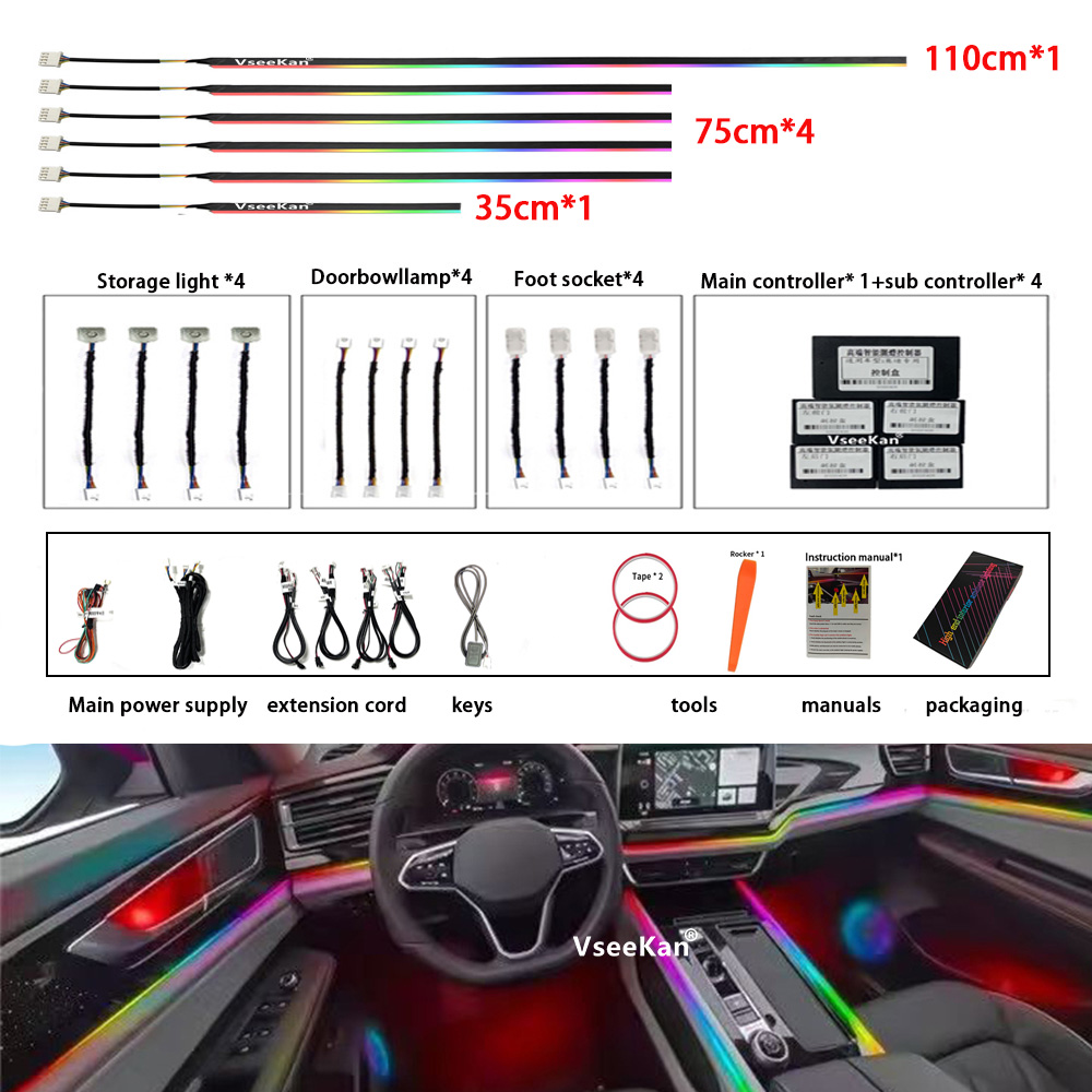 18 in 1 LEDシンフォニーアンビエントライト 車内フ - Led Gaming Light Strip のレビューと価格