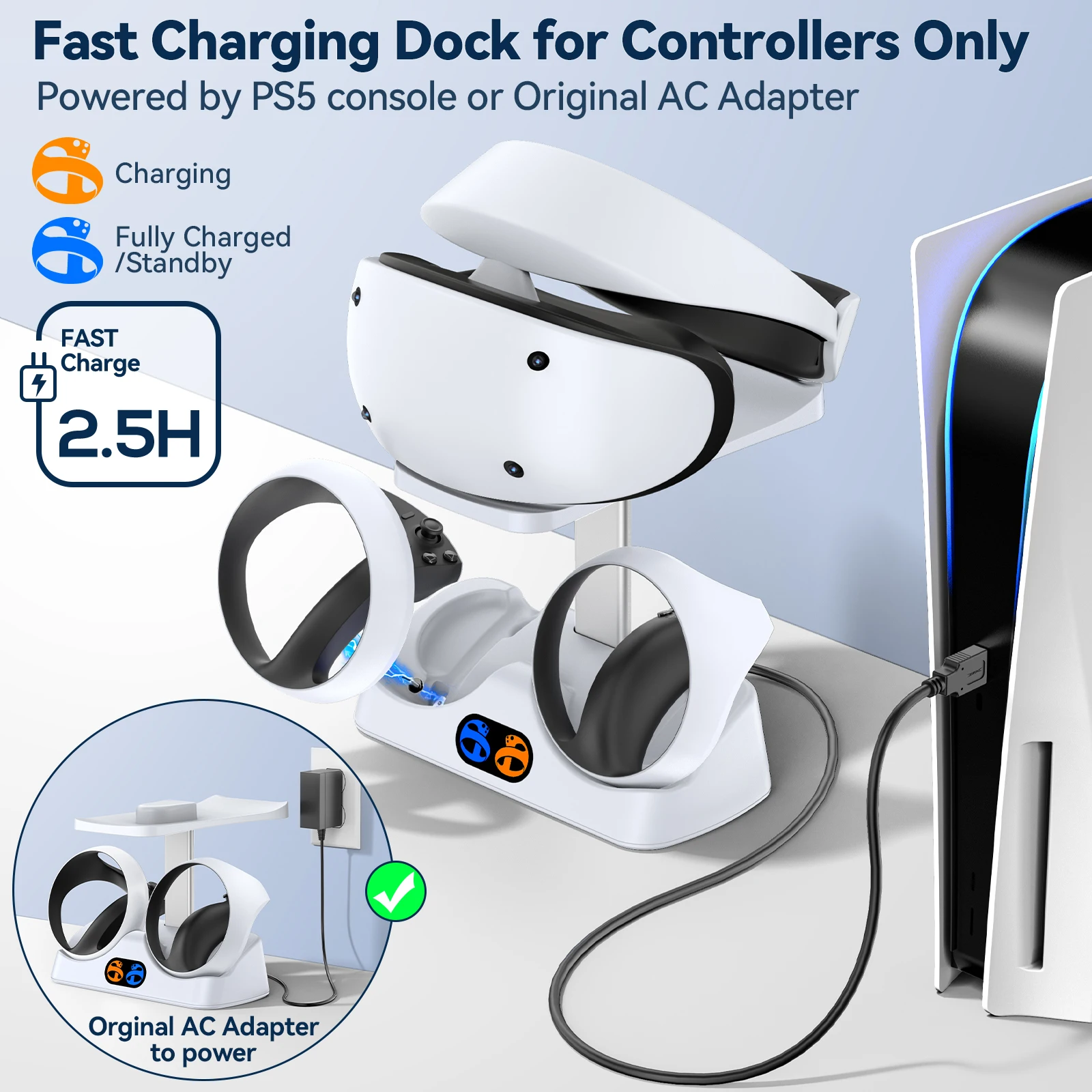 PS5 VR2用コントローラー充電ドック、VRヘッドセットホ - Controller Charging Dock のレビューと価格