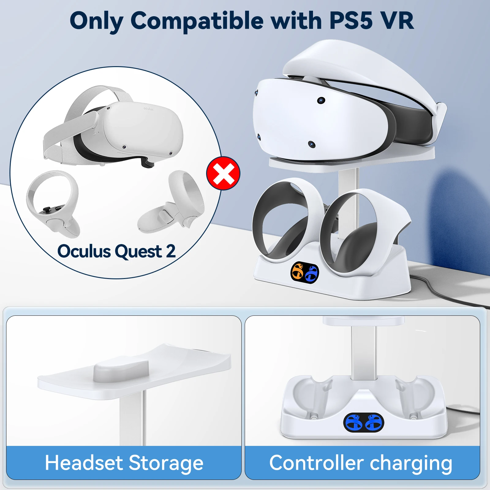 PS5 VR2用コントローラー充電ドック、VRヘッドセットホ - Controller Charging Dock のレビューと価格